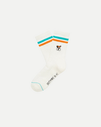 Erstwhile Socks Single | Ivory - Green & Orange Stripes